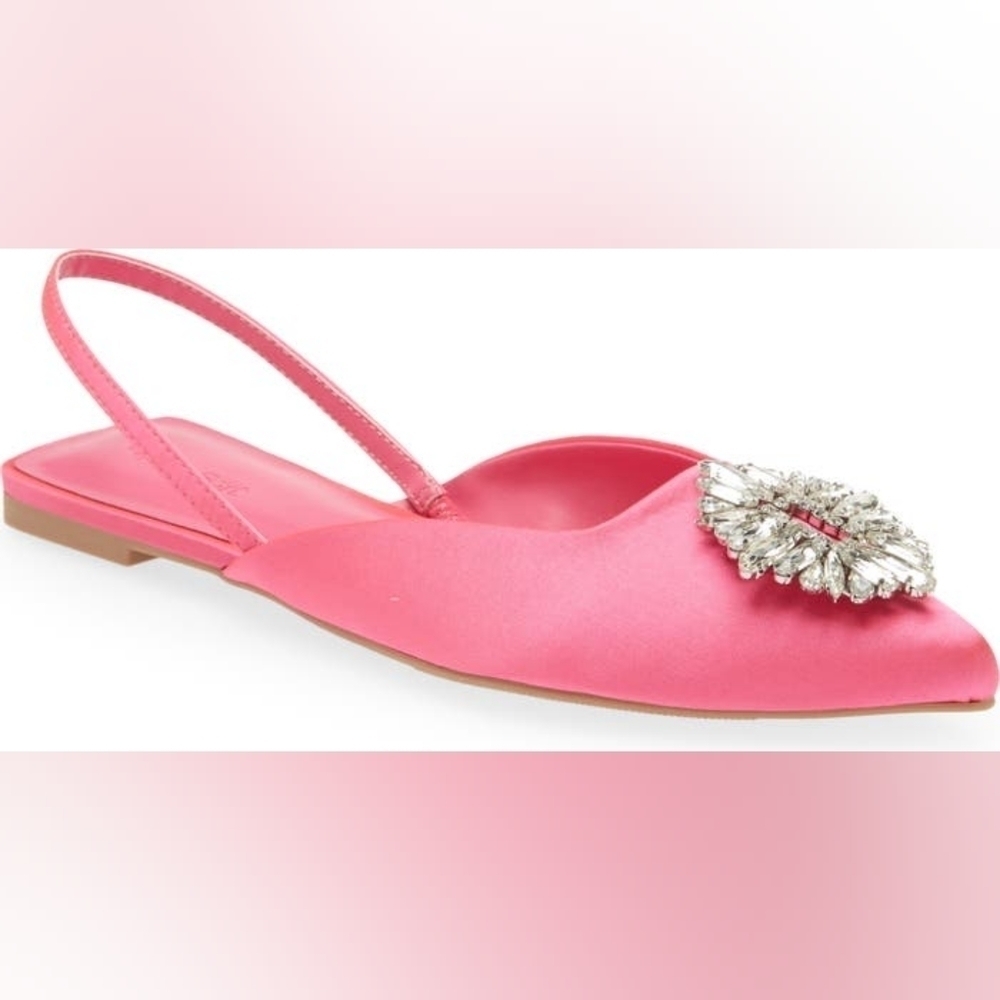 Open Edit Kendall Ornament Pointed Toe Slingback Flat
